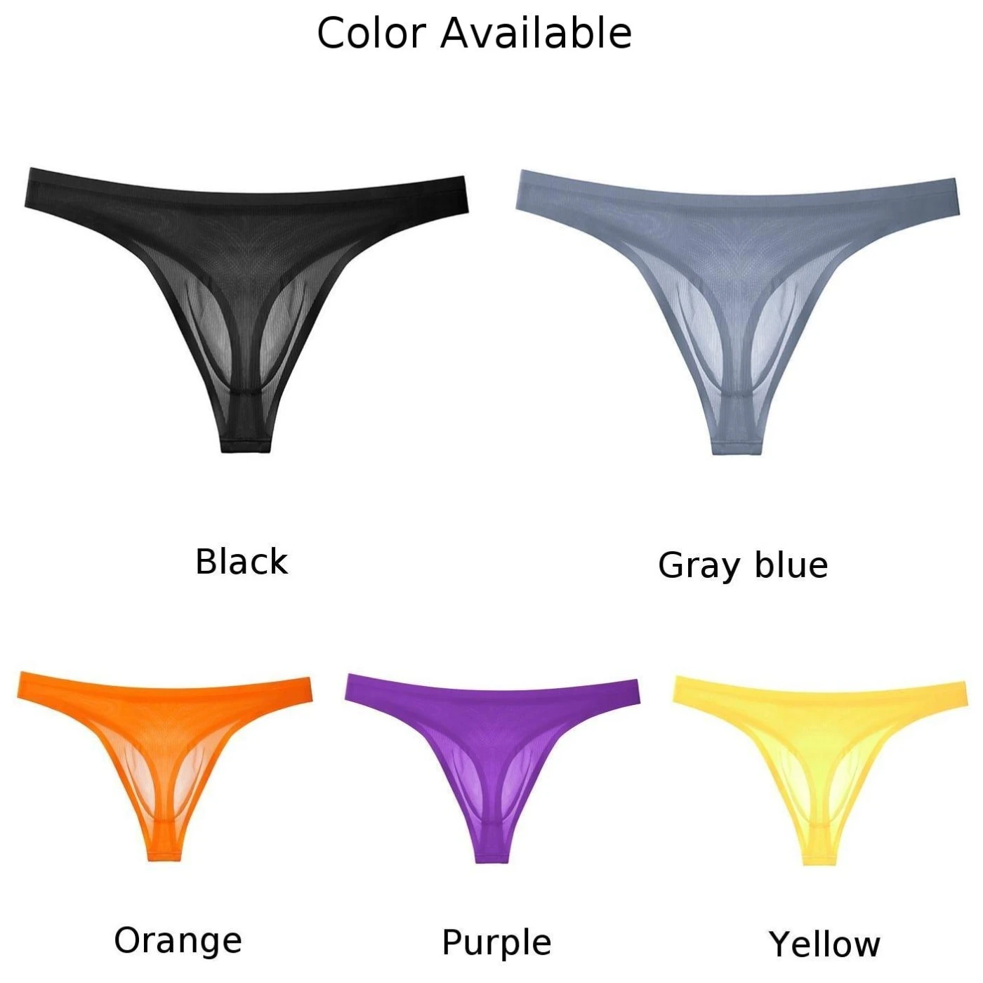 Sexy Mens Seamless Sheer Thong Briefs Bikini Soft Pouch G-string Underpants Low Waist See Through Knickers Underwear Hombre