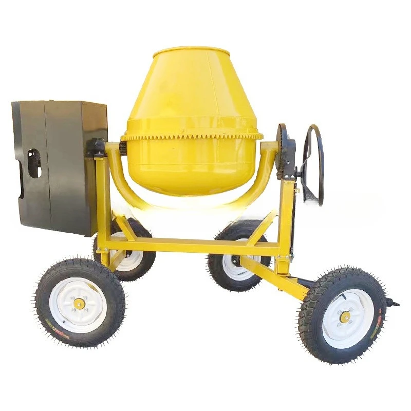 Mixer 350l 500L mobile small yellow tank cement mortar concrete drum mixer