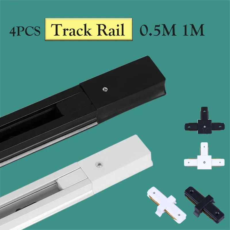 

Led Track Light Rail 2 Wires Track Rail Fitting Aluminum 0.5M 1M Rails Jointer I Connector T For Store Home Spot Track Install