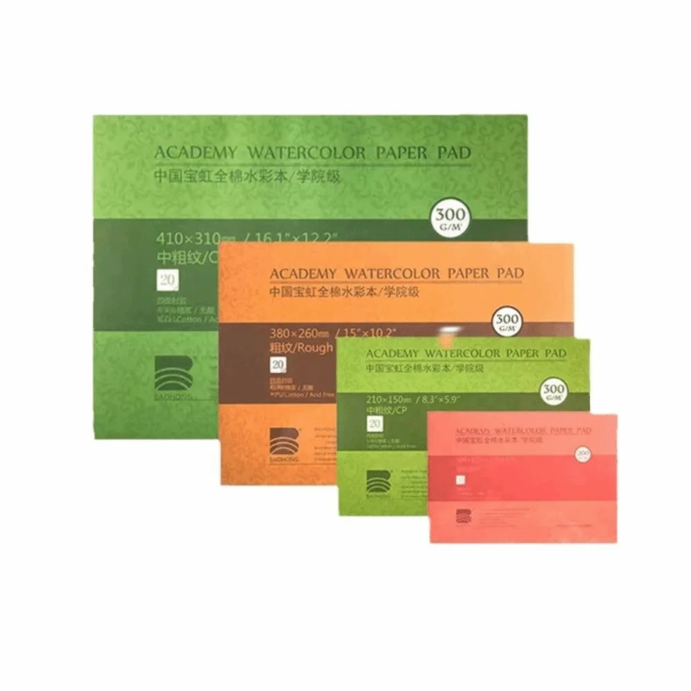 20 Sheets Watercolor Paper Block 300g 32K 16K 8K Watercolor Sketchbook Art Paper 100% Cotton Water Color Drawing Paper
