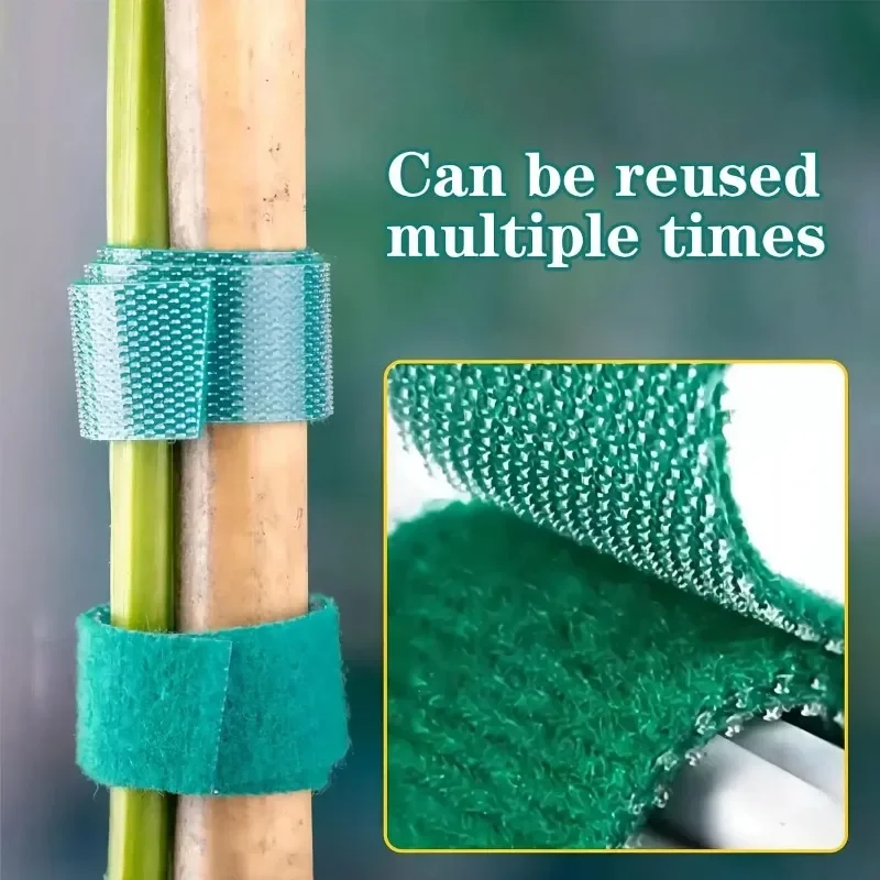 Brida para cables de nailon autoadhesiva, soporte de bucle de gancho ajustable verde para plantas, vendaje de hilo de jardín, tiras de cinta de