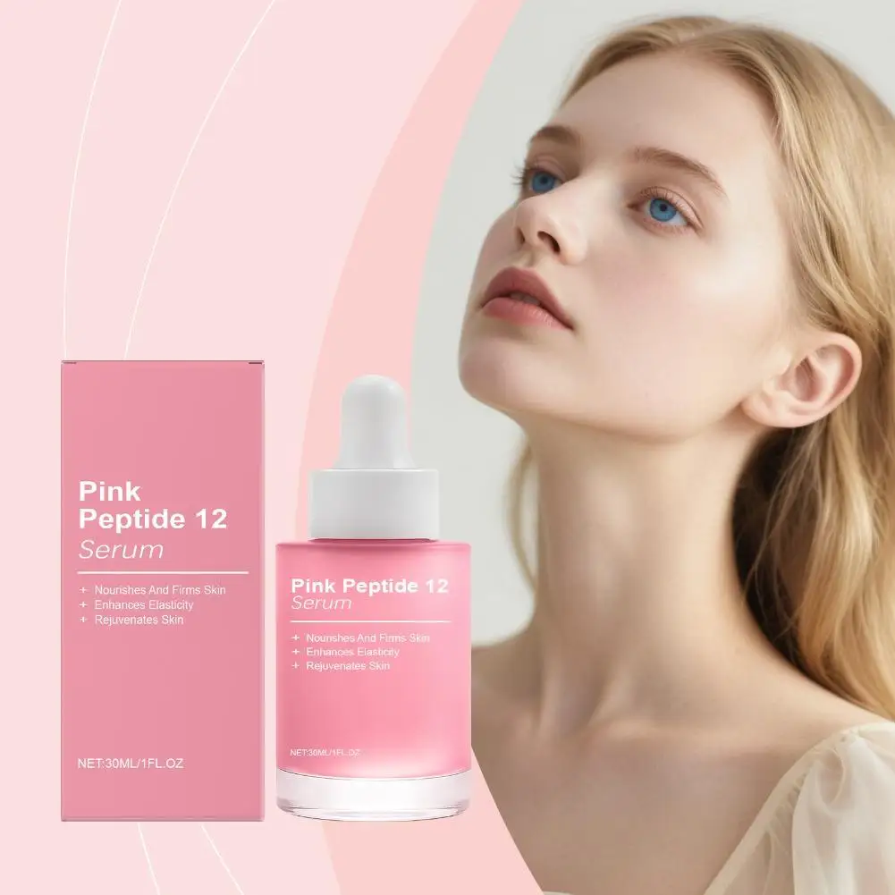 Pink Peptide 12 Facial Serum 30ml Niacinamide Hydrating Essence Firming Skin Boost Skin Glow Rejuvenating Moisturizing Skin Care