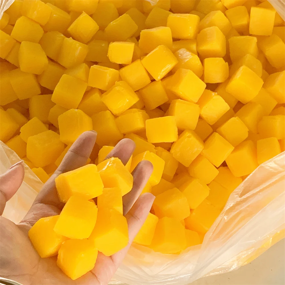 50g/100g Pack Mango Cubes Cut Block Fresh Fruit Bubble Tea Ingredients Display Props Diy Food Model Cake Decora Toy Assemble Joy