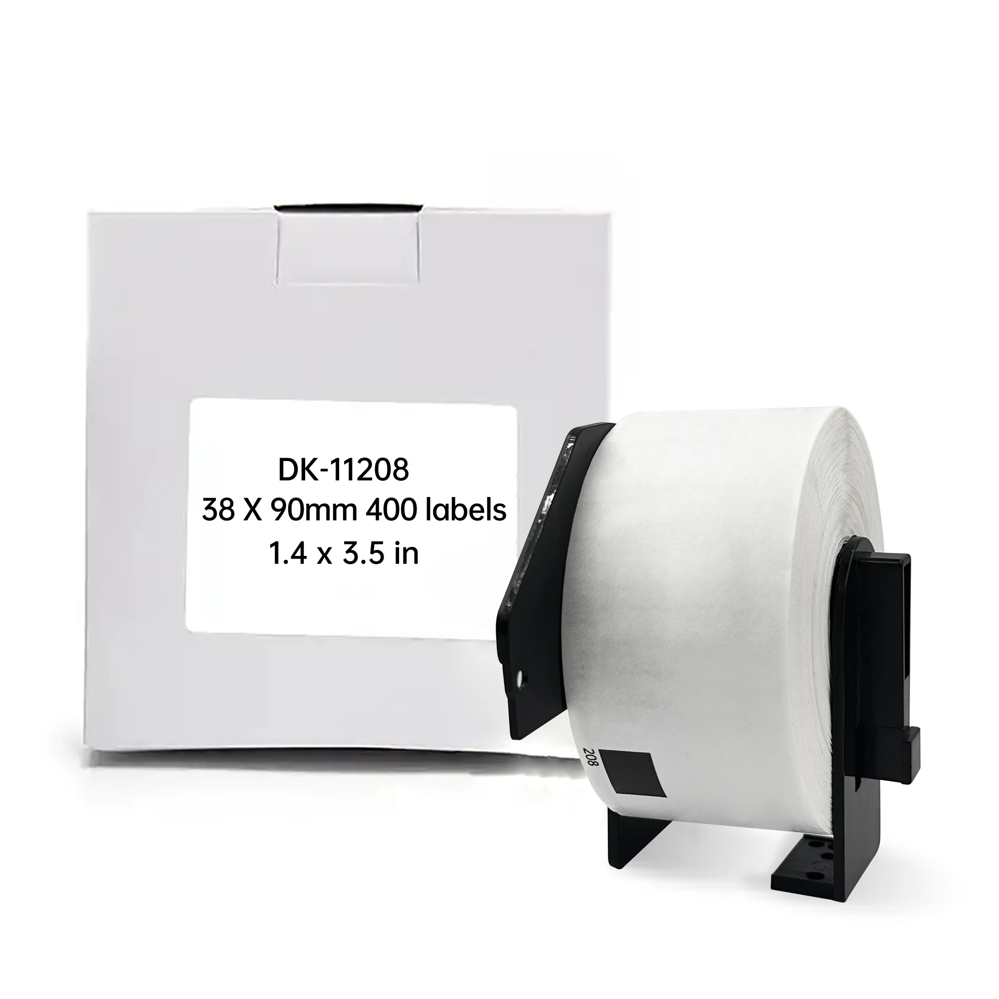 

Совместимые термоэтикетки Brother DK-11208 1208 DK-208, 38 мм x 90 мм, 400 этикеток на рулоне, с картриджем для этикеток.