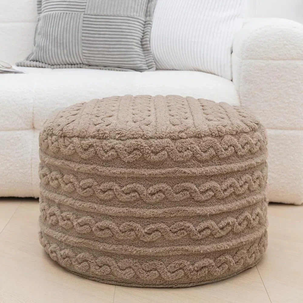 Footstool, round bag ottoman padded bag footstool flooring pocket chair for living room pouch seat bedroom padded sofa footstool