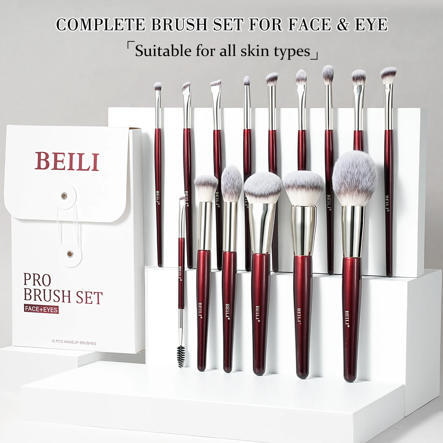 For 15-Piece Custom Logo Private Label Makeup Brush Set Champagne Gold Cosmetic Brushes with Luxury Appeal