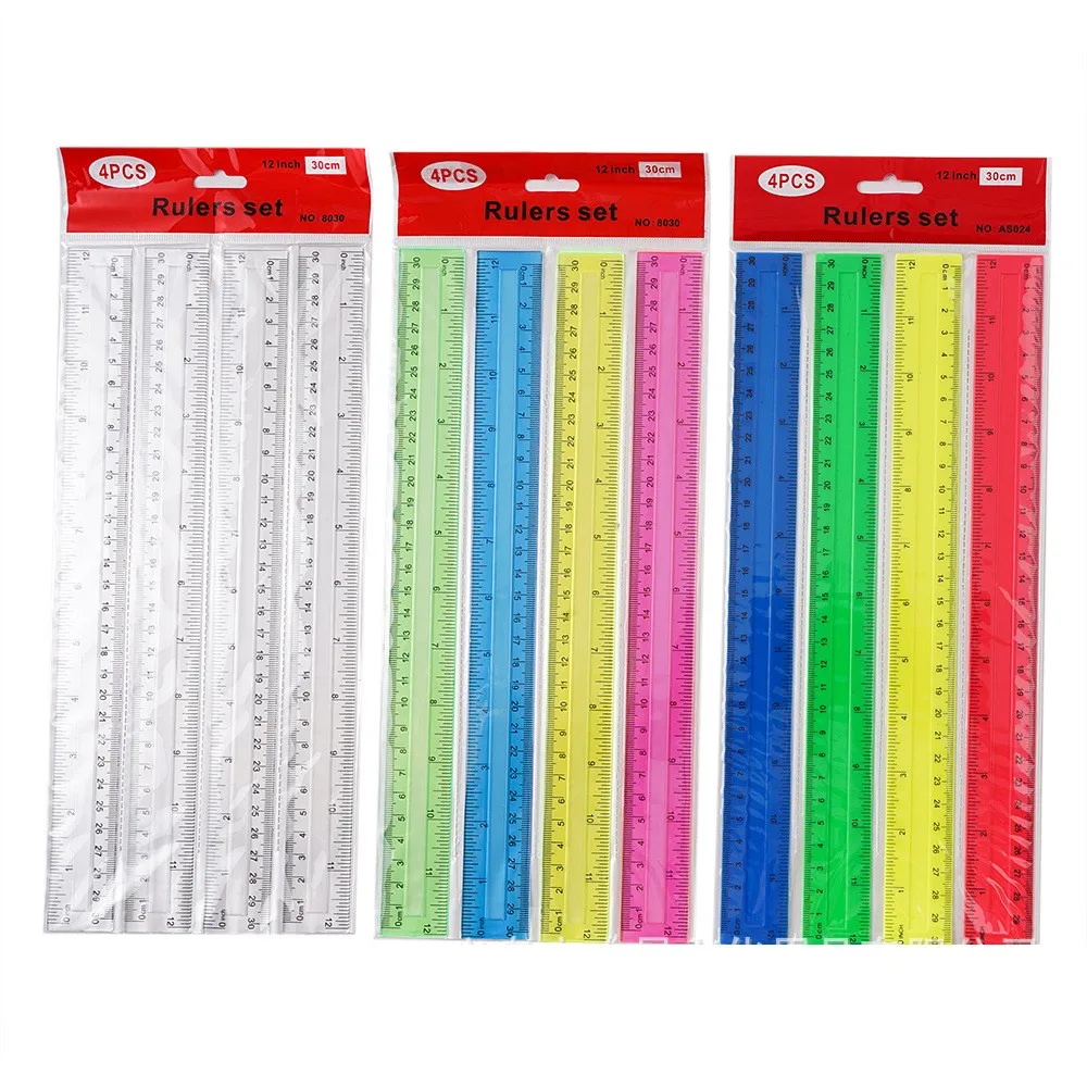 4 szt. 30cm kolorowe plastikowe linijki proste Kawaii biurowe rysunek narzędzie pomiarowe szkolne materiały biurowe dla dzieci nagroda studencka