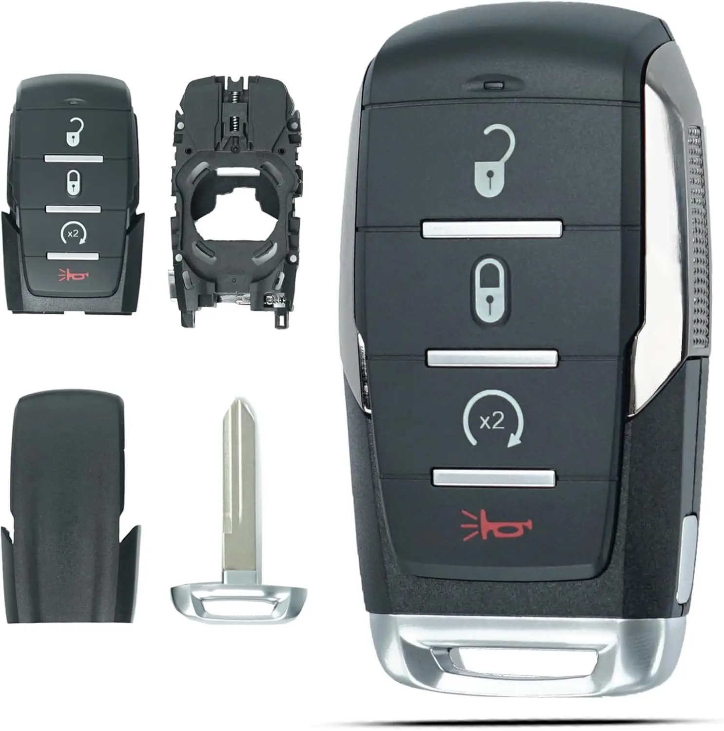

Key Fob Shell Case Replacement for Dodge Ram 1500 2019-2024 Keyless Entry Remote 4 Button OHT-4882056
