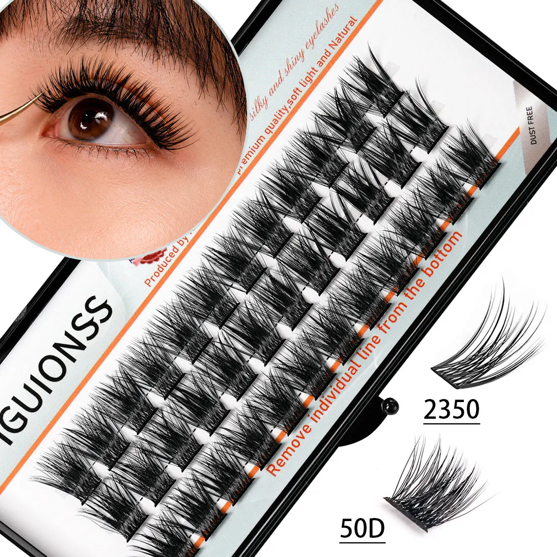 Pestañas postizas segmentadas IGUIONSS, herramientas de maquillaje de pestañas individuales naturales DIY, pestañas suaves y naturales fáciles de operar