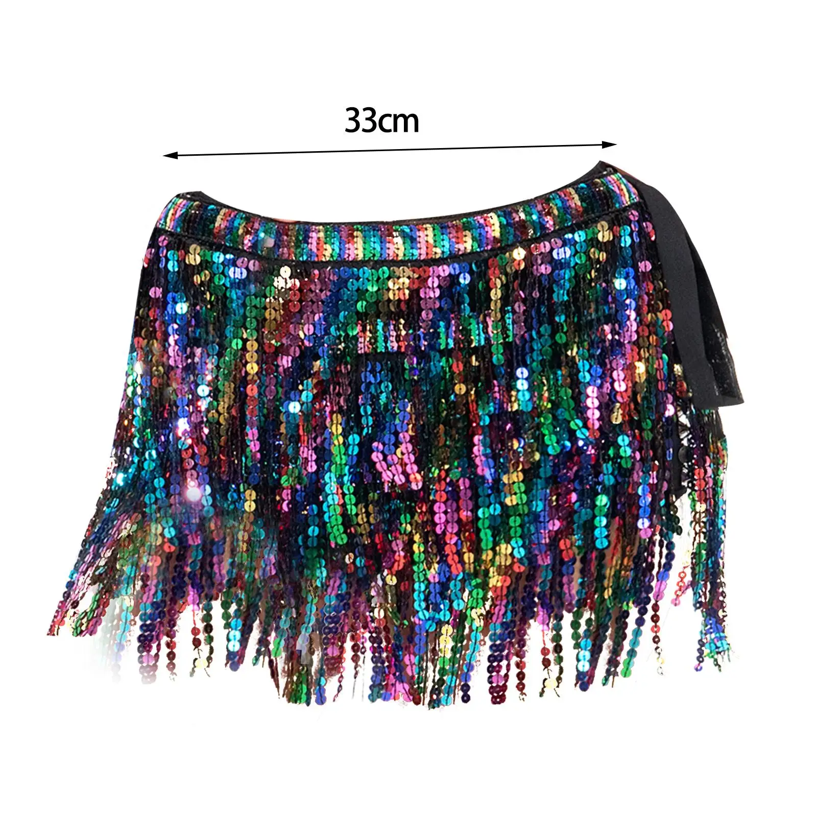 Women Belly Dance Hip Skirt Sequin Wrap Party Fashion Tassel Scarf Belt for Festival