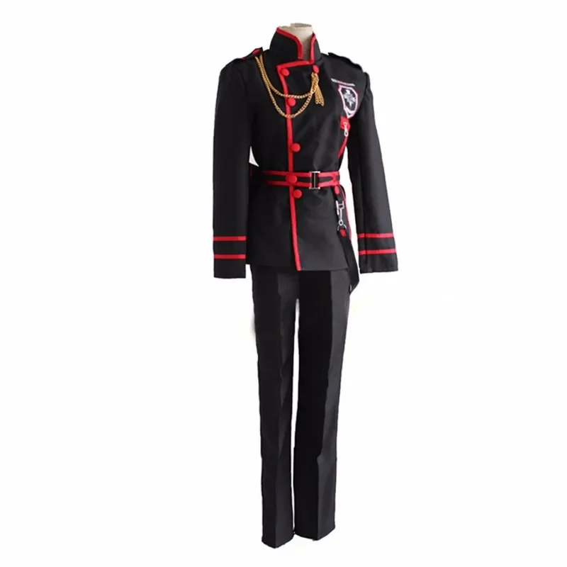 Anime D. Gray-man Allen Walker Cosplay Costume, School Uniform Full Set (Top   Pants   Belt   Bag   Accessories) Size S-XL