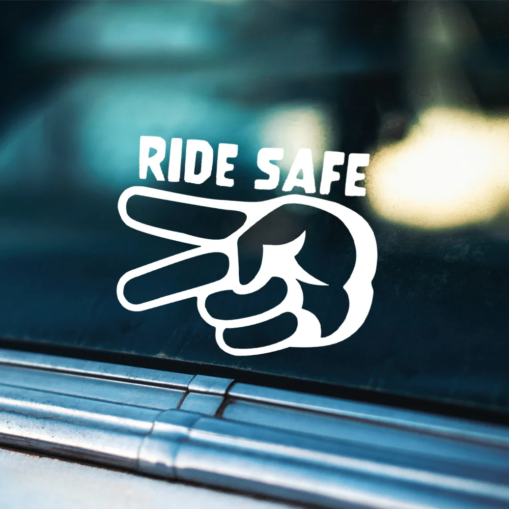 Ride Safe Motorcycle Respect, 2 Fingers Down - Vinyl Decal - Bikers Decals, for Cars, Windows, Walls, Etc.15.24cm