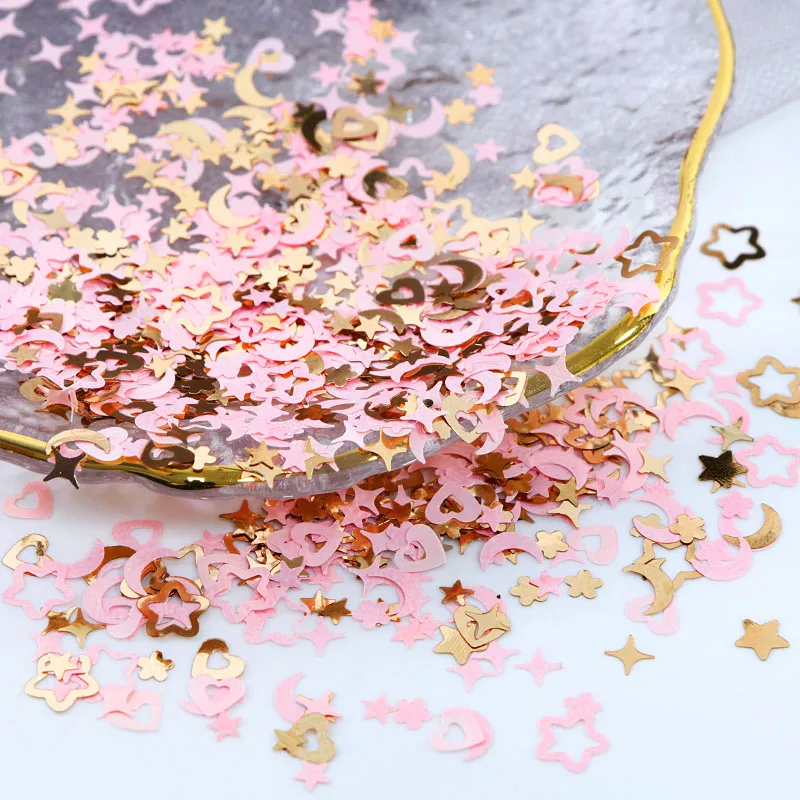 2g Stars Moon Resin Filling Glitter Pink Gold Sequins Keychain Pandent Making Jewelry DIY Charms Epoxy Resin Mold Accessories