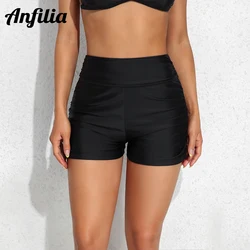 Anfilia Women High Waist Swim Shorts Workout Fitness Tankinis Swimming Bottom Boardshort