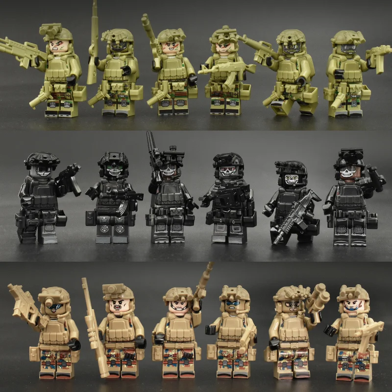 Building block special forces miniature ghost special police armed soldiers assemble toys children's gifts