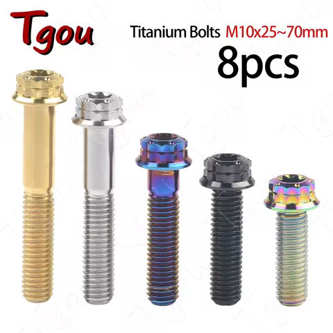 Tgou Titanium Bolt M10x20/25/30/35/40/45/50/55/60/65/70mm Pitch1.25/1.5mm 12 Points Flange Torx Head Screw for Motorcycle Calipe