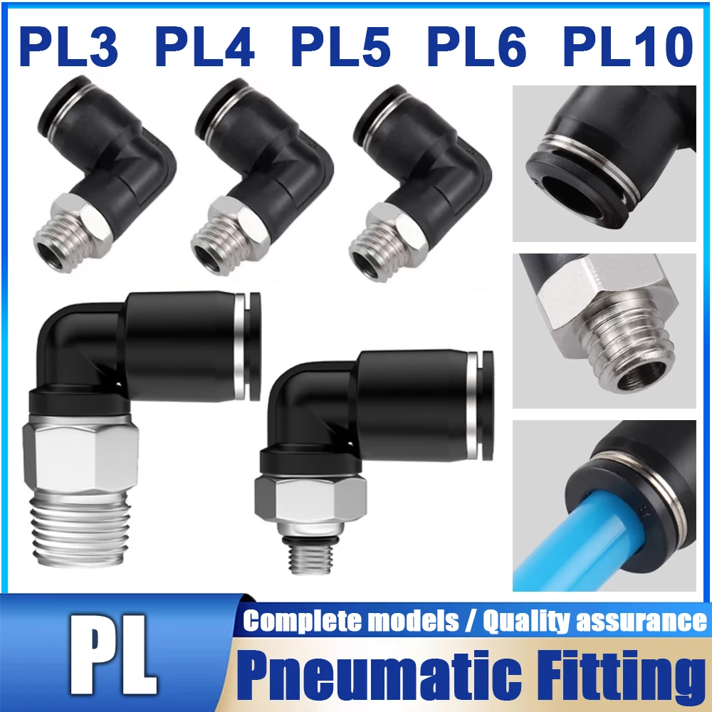 

1-100pcs Pneumatic Fittings Mini Quick Connector PL Elbow Male Thread M3/M5/M6 Connect Hose OD 3 4 5 6mm Push In Air Water Pipe