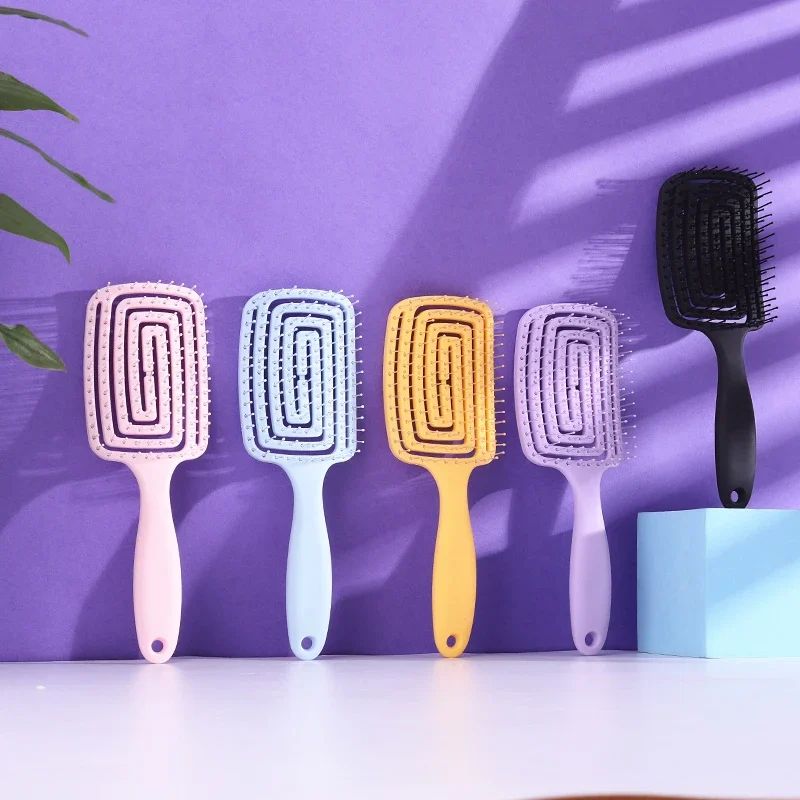 Relaxing Elastic Massage Comb Hollow Out Hair Brush Scalp Massage Combs Hair Styling Detangler Fast Blow Drying Detangling Tools