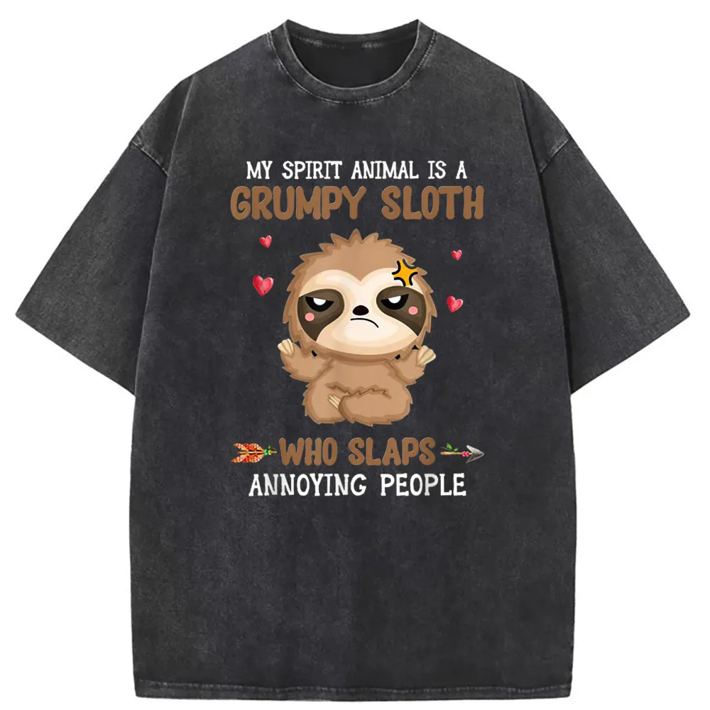 My Spirit Animal Is A Grumpy Sloth Women Men Long Sleeve T-shirts Sweatshirts Birthday Gifts Tshirts Man Normcore T Shirts