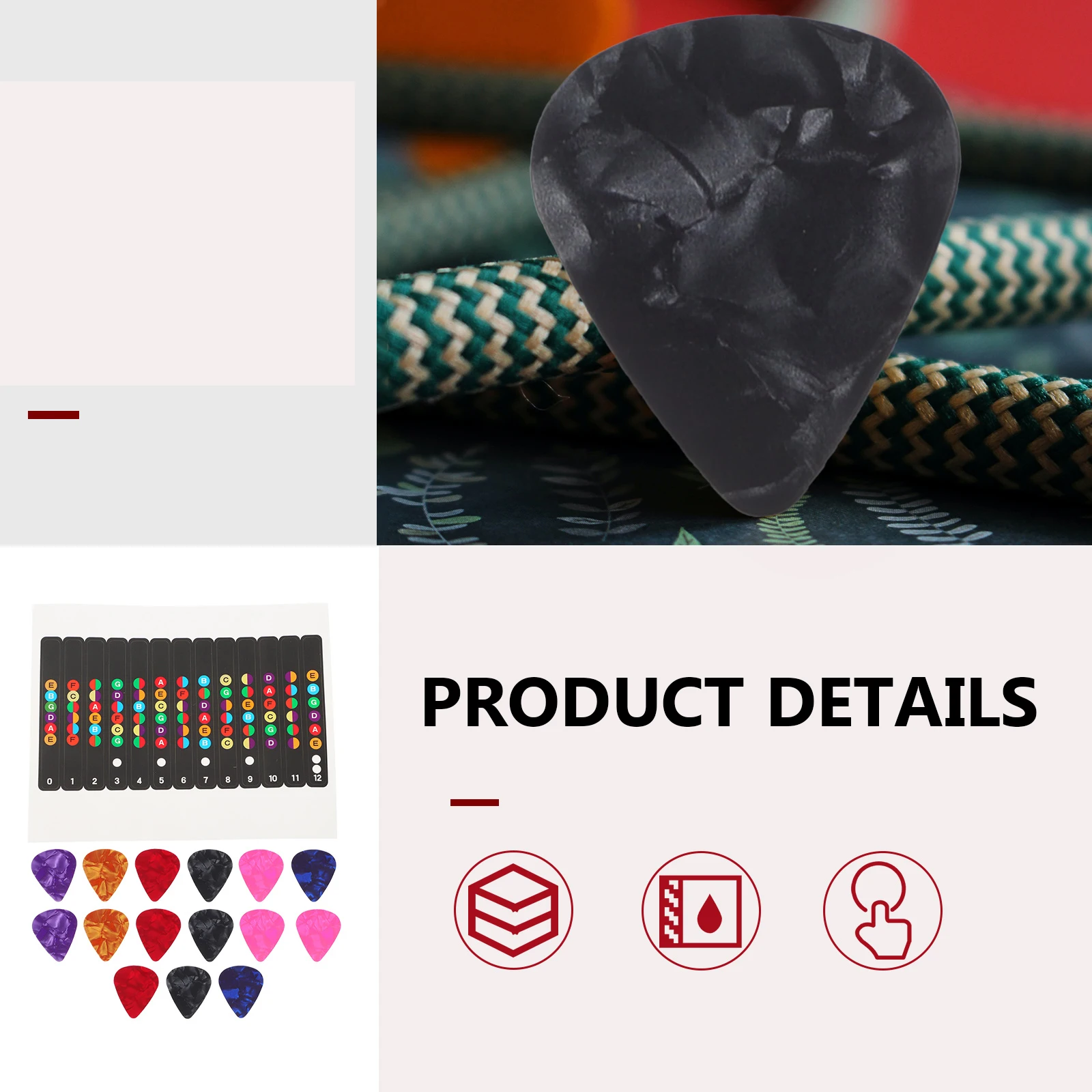 

3 Sets Guitar Sticker Pick Fretboard Scale Stickers Finger Note Inlay Fingerboard Labels