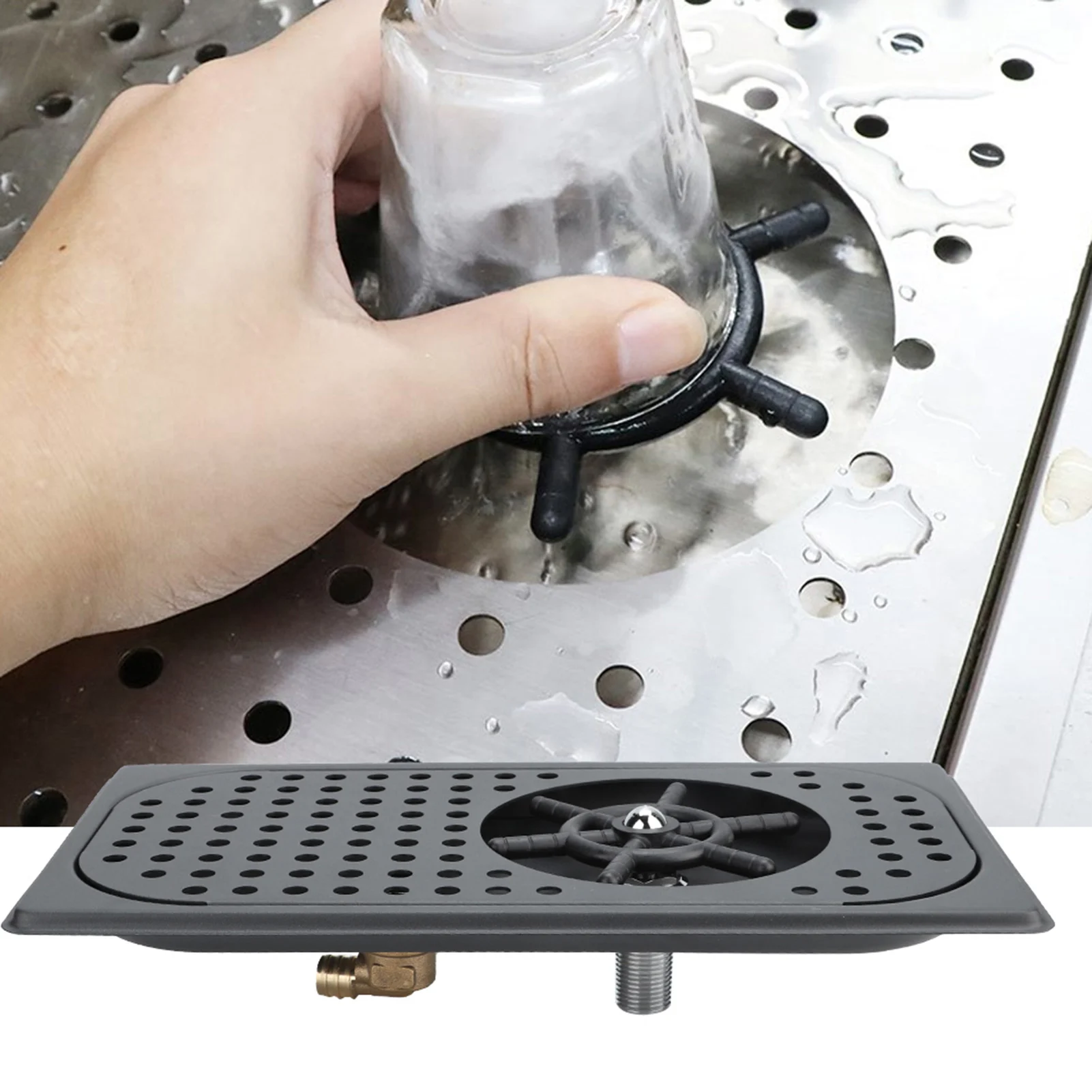 

Cup Cleaning Tool Bar Accessories Household Commercial Stainless Steel Automatic Cup Washer Cleaner Rinser for Bar Matte Black