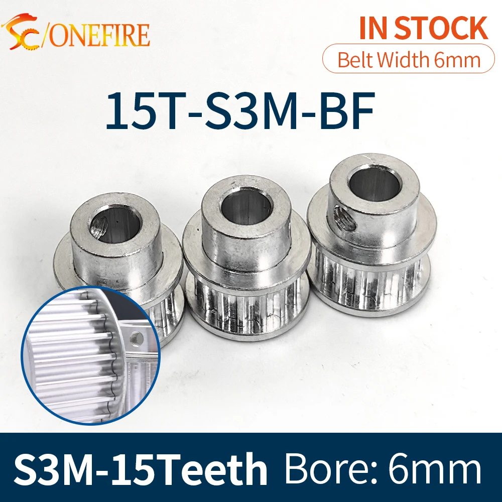 15Tooth S3M Synchronous Wheels Belt Width 6mm S3M 15T Timing Pulley Bore 6mm For 15 Teeth STD3M Aluminum Sync Gear