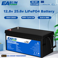 EASUN LiFePO4 Battery 12V 24V 100Ah 200Ah Lithium Iron Phosphate Battery Built-in BMS 6000+ Cyclic For Inverter Solar RV No Tax