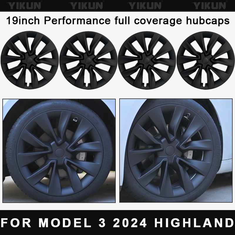 4PCS HubCap Car for Tesla Model 3 2024 Highland 19 Inch Performance Wheel Cap Wheel Parts Full Rim Cover Accessories Wheel Cover