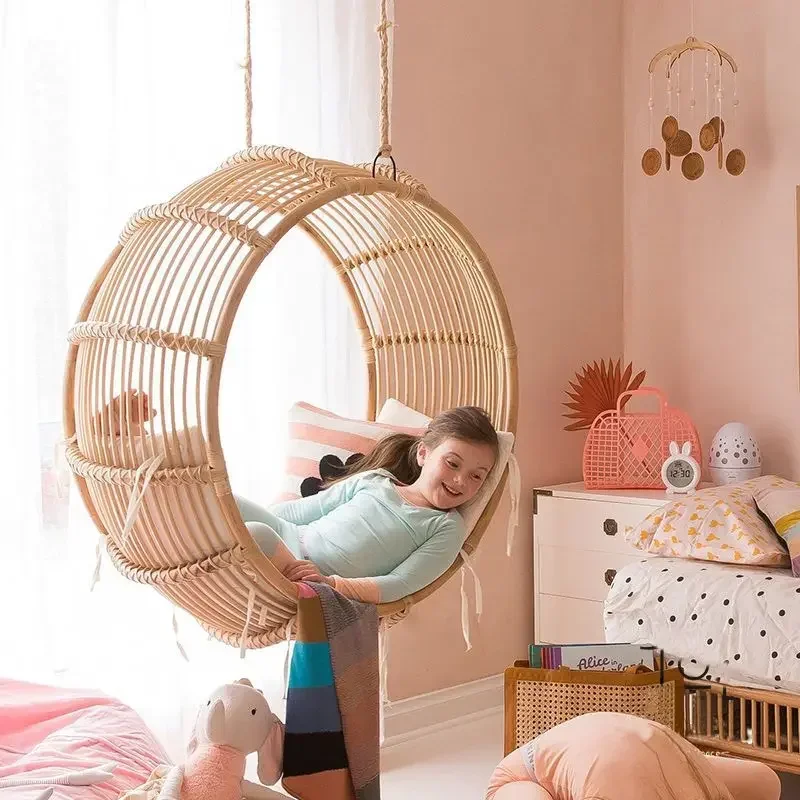 ConfronBasket-Chaise à Bascule Rétro en Rotin Tissé pour Enfant, Chaise de Princesse pour Chambre à Coucher et délégations d'Nik