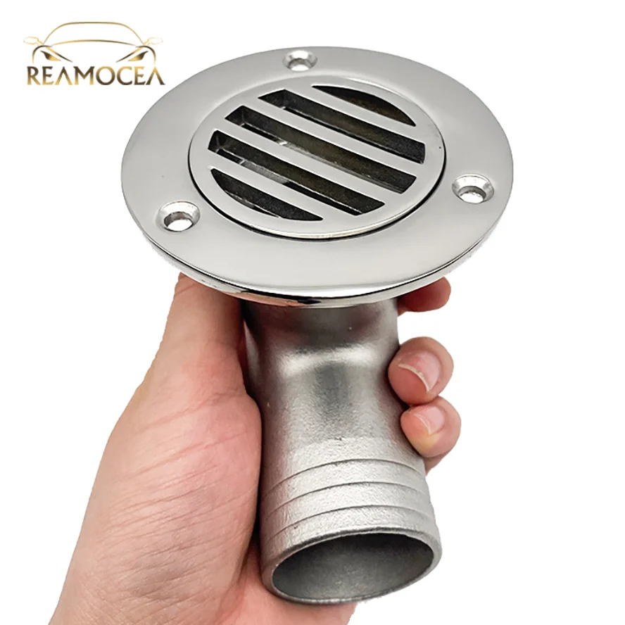 Reamocea 19/32/38mm 1Pc Boat Floor Drain Stainless Steel Marine 90 Degree Boat Floor Deck Water Drain RV Accessories Fittings