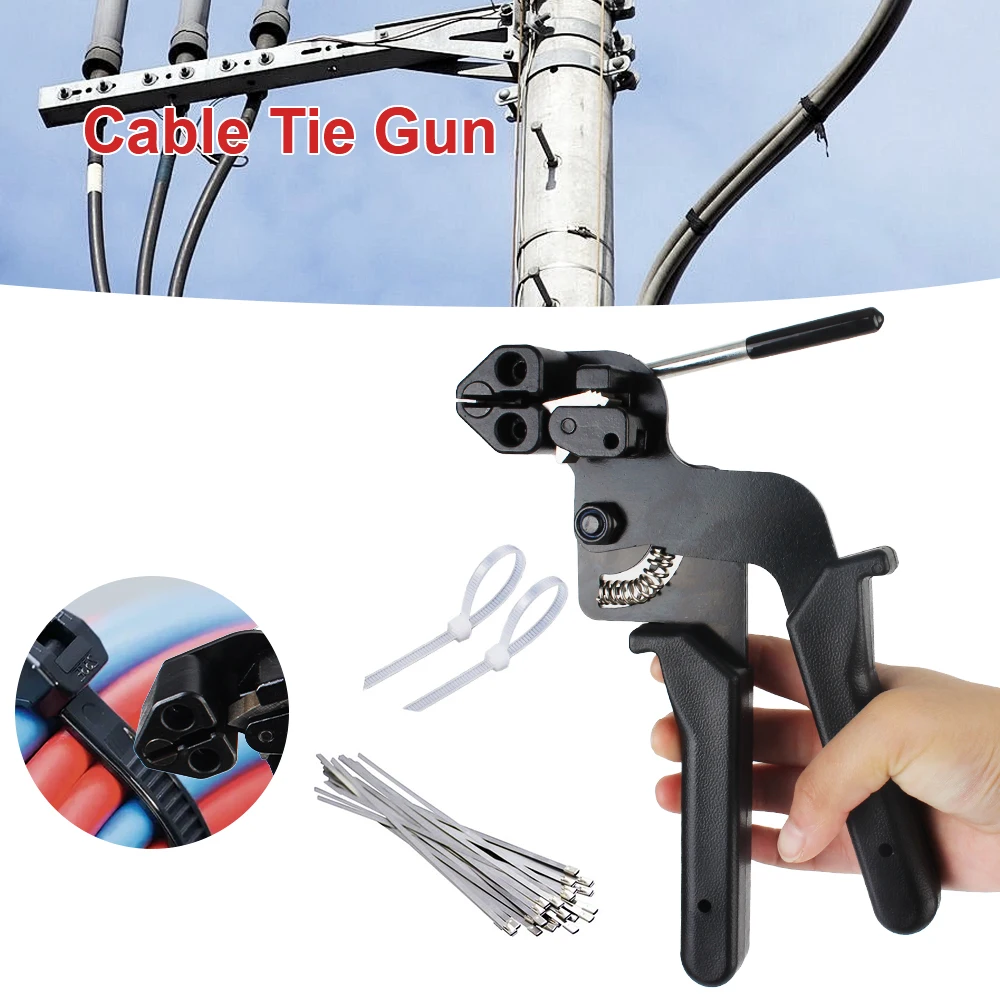 

Steel Cable Ties Plier Zip Gun Locking Tie Wrap Tool Fastening Strap Cutting Tool Zip Tensioning Tool Automatic Cable Ties Plier