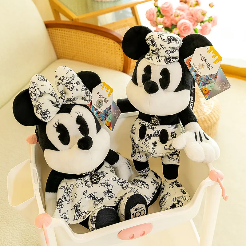 Disney Authentic Backpack Mickey Minnie 100th Anniversary Series Features Plush Dolls Mickey Mouse Holiday Gifts For Girls