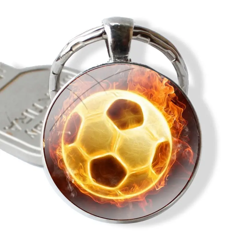 Morocco Soccer football Keychain Glass Cabochon Metal Pendant Classic Men\'s Women\'s Keyring