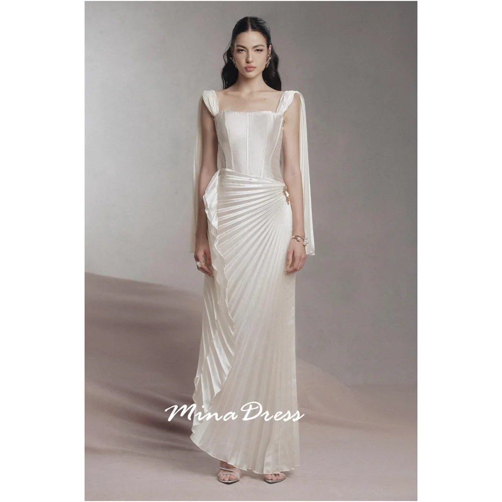 

Mina Customized Evening Dress Luxury Elegant Evening Party Dresses for Women Float Ball Gowns Back-length Sleeveless Ruffle Edge