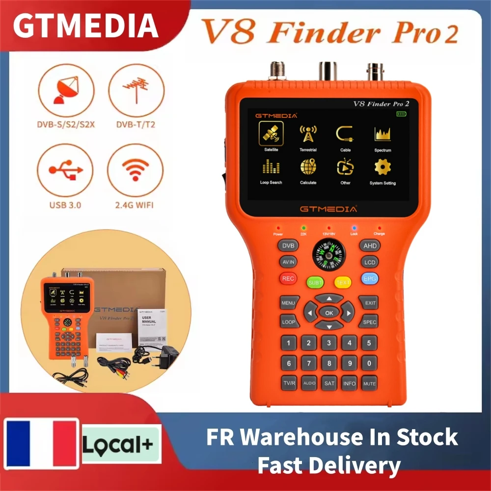 GTMEDIA V8 Finder PRO2 Satellite Finder DVB-S2X/S2/S/T2/T/C MPEG-2/4 H.264/H.265 (10bit) Digital Satfinder EU Warehouse In Stock