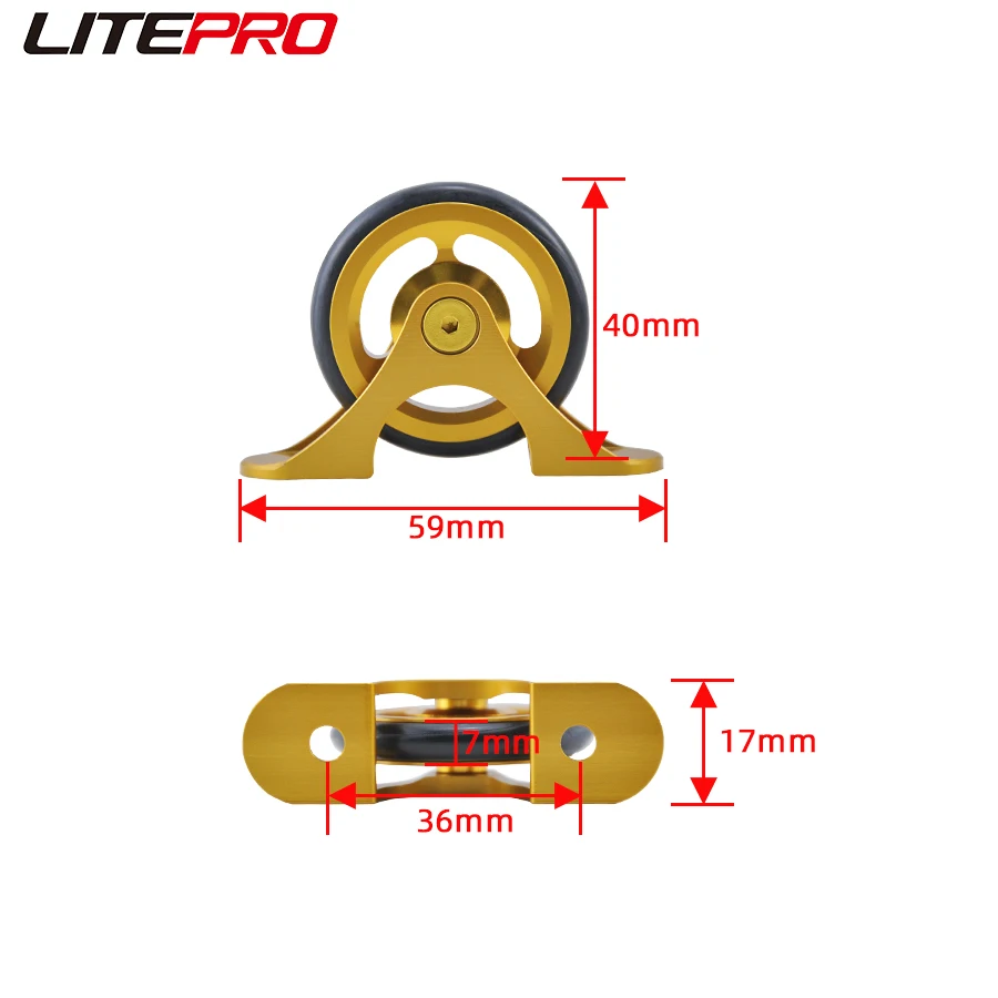 Litepro Folding Bike Mudguard Mini Double Single Easy Wheels 60mm Mud Wheel Pushing Wheel Aluminum Alloy For Brompton