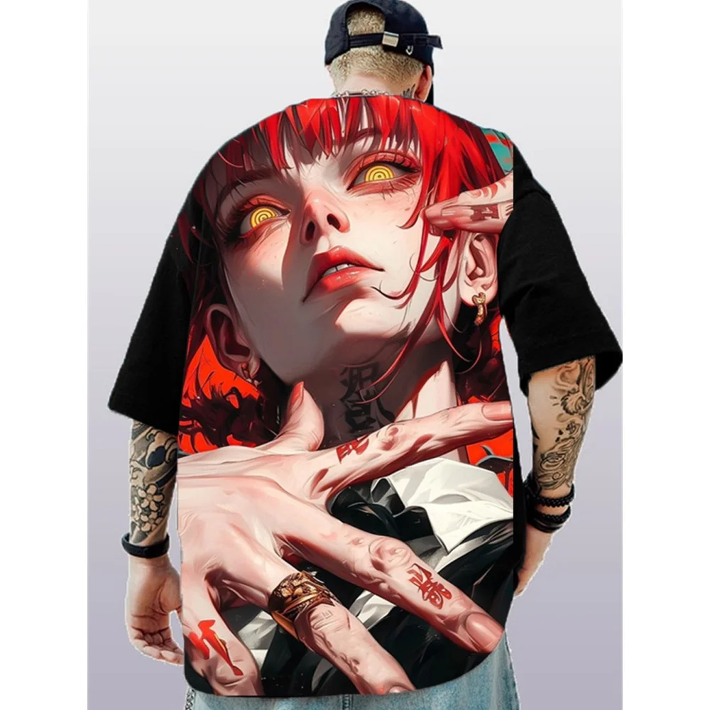 

Summer Anime T Shirt Men Oversized 3d Print Hip Hop Casual Top Breathable Loose Men's T-Shirt Retro High Street Short Sleeved