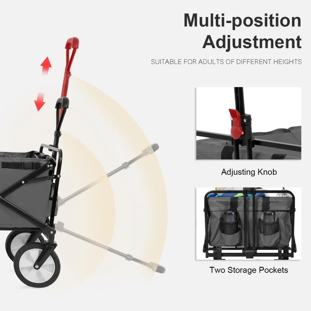 "sturdy folding utility wagon for outdoor adventures with ample storage"