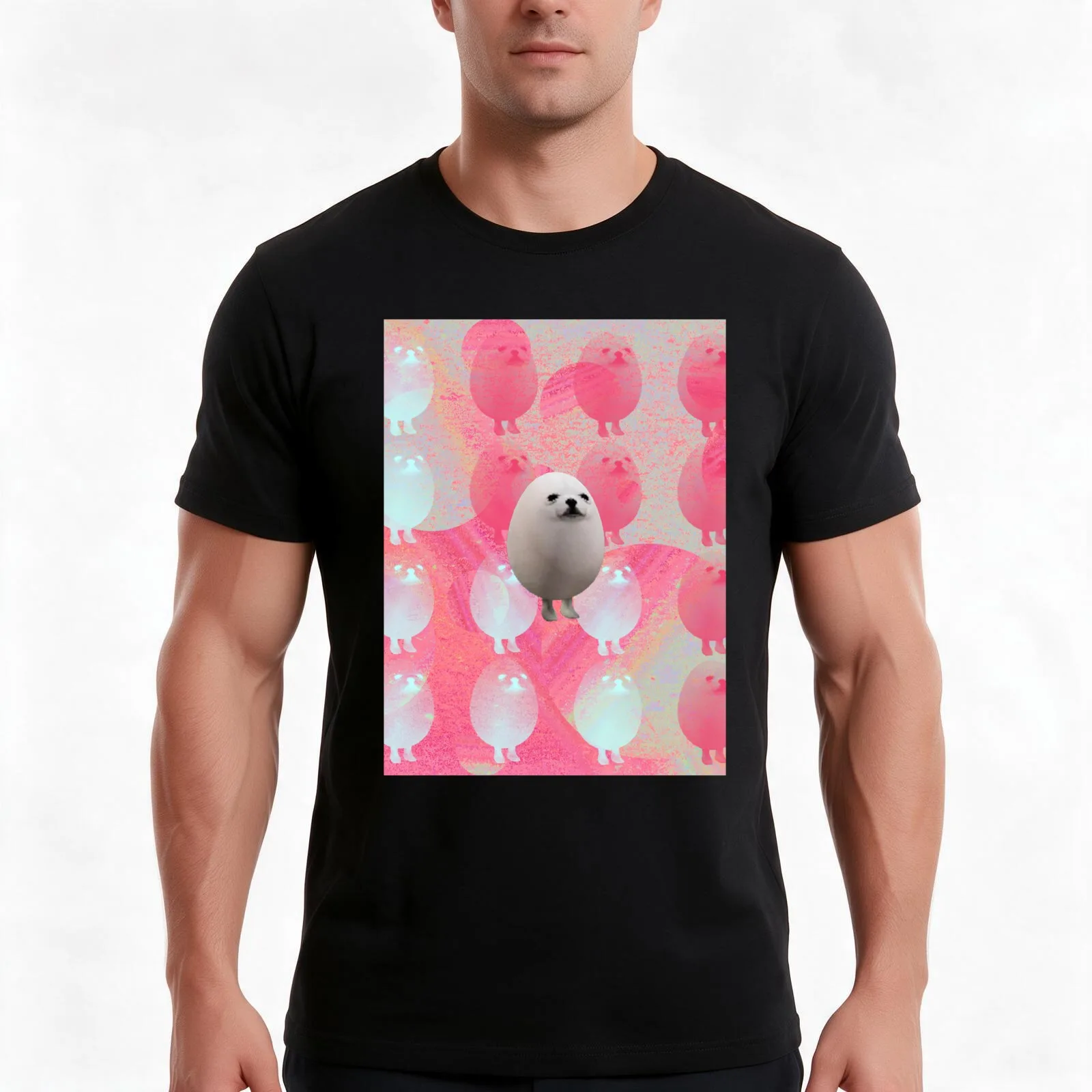 Eggdog - pastel b T-Shirt Summer Casual Cotton Tee Oversized Streetwear Tops Vintage Graphic Print Loose Fit Short Sleeve