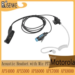 RISENKE-XPR7550E Earpiece for Motorola, APX4000, APX5000, APX6000, APX7000, APX8000, Radio Headphone with PTT Mic