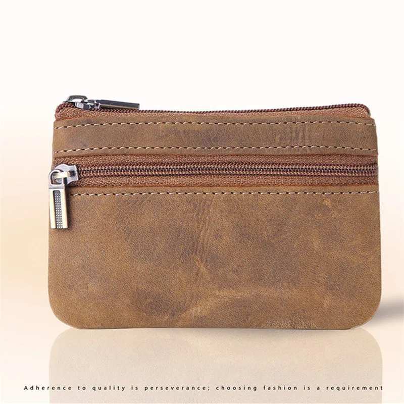 

Держатель для карт Crazy Horse Кожаный держатель для удостоверений личности Держатель для фотокарт на молнии Металлический брелок Коробка для хранения карт из воловьей кожи Офисные принадлежности