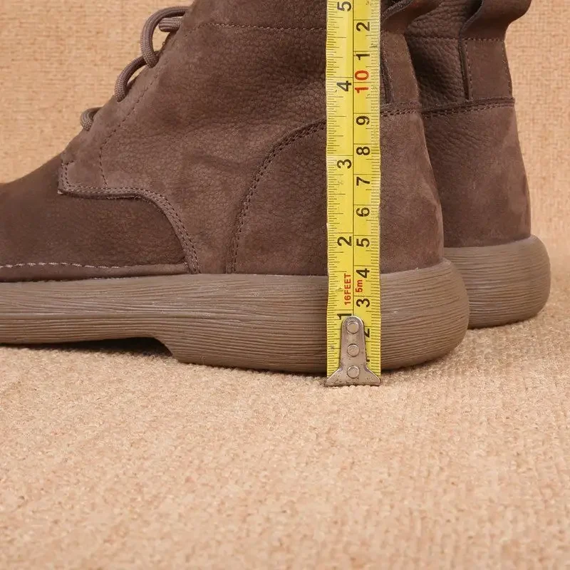 Retro Men's  Boots Frosted Soft Leather Wide Head Soft Bottom Leather Vintage Casual Shoes Comfortable Breathable