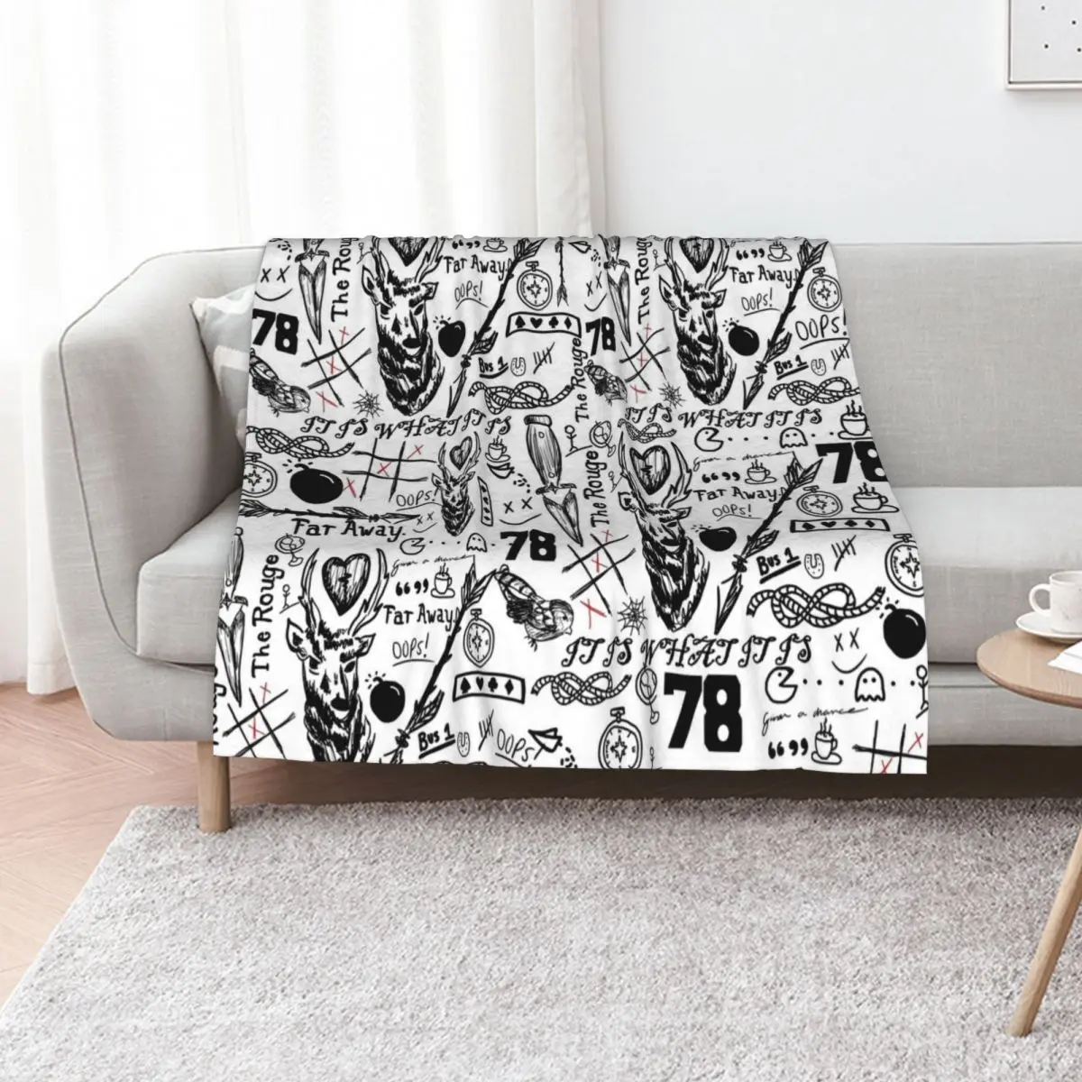 Lovely Tattoos Throw Blanket funny gift valentine gift ideas Hairy Shaggy Luxury Designer Polar Blankets