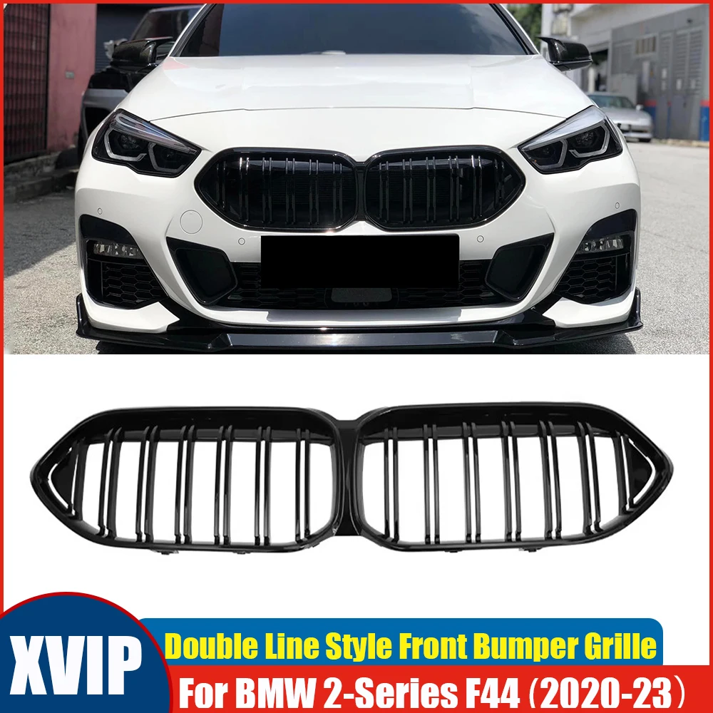 

XVIP Double Line Style Front Bumper Grille Glossy Black Racing Grill Fit For BMW 2 Series F44 2020-23 Gran Coupe M235i 228i 220i