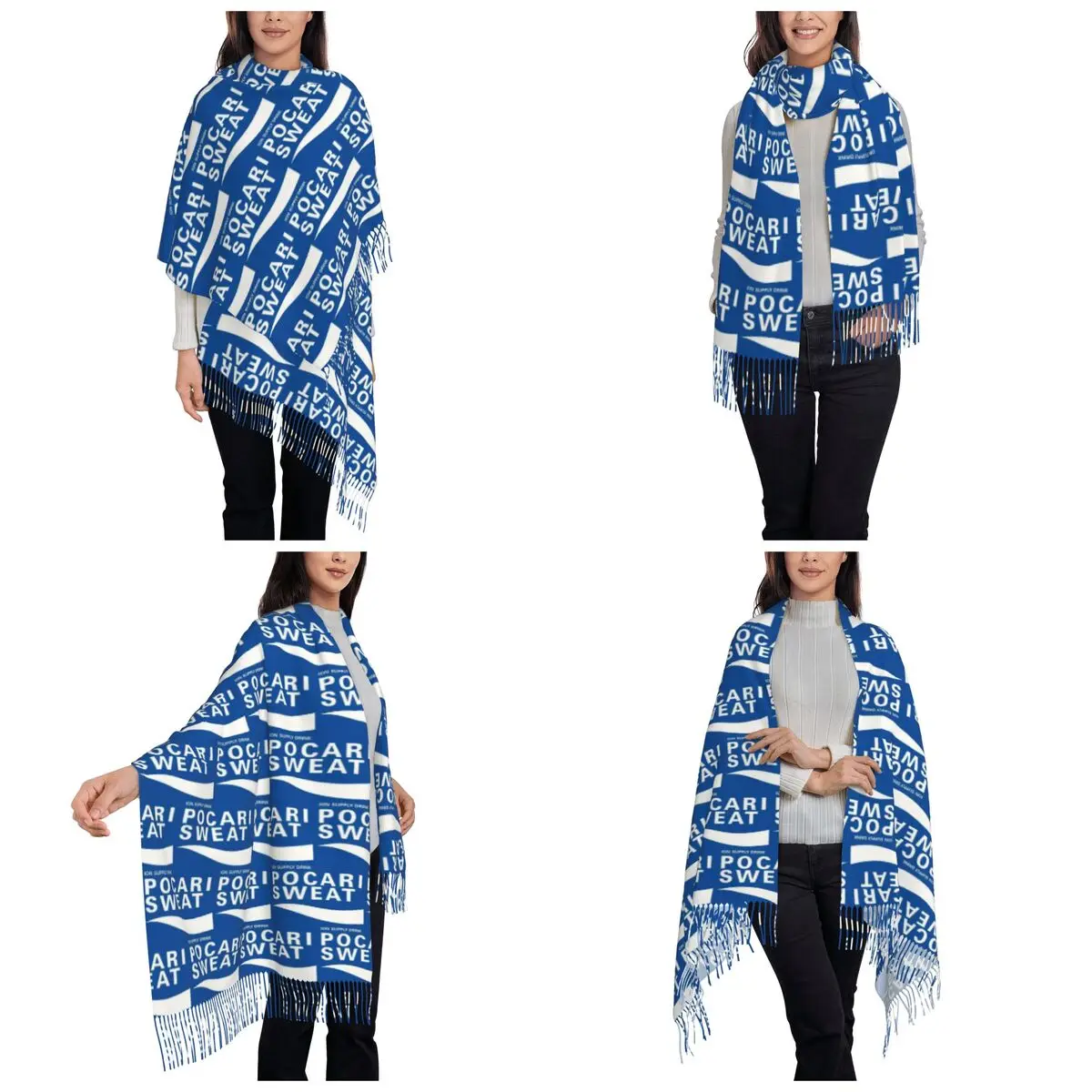 Just Some Pocari Sweat Merch Scarf Tassel Scarves for Women Soft Warm Shawls and Wraps Large Fall Winter Shawl Wrap