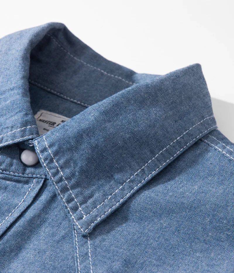 OKONKWO Jugend-Chambray-Oxford-Langarmhemd im europäischen Stil, Outdoor, Trekking, Klettern, Reisen, Sport, Western-Bluse, Arbeitskleidung – Detail 21