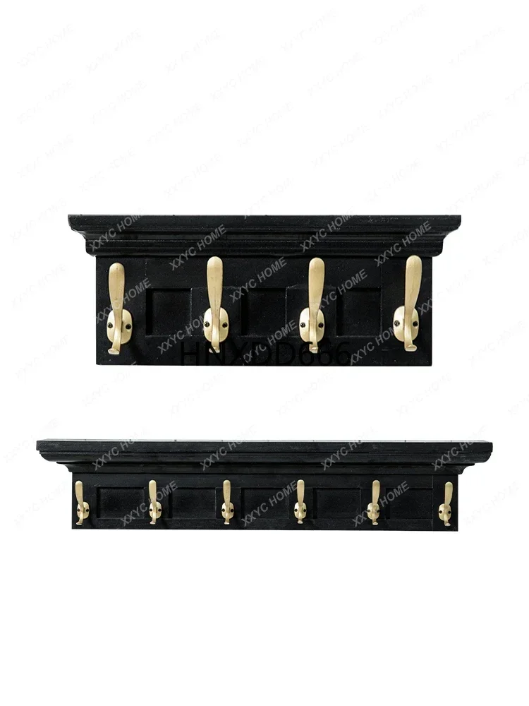 American Country Solid Wood Decorative Wall Hangings Coat Hook Hanger Black Gold Color Matching Creative Clothing Store