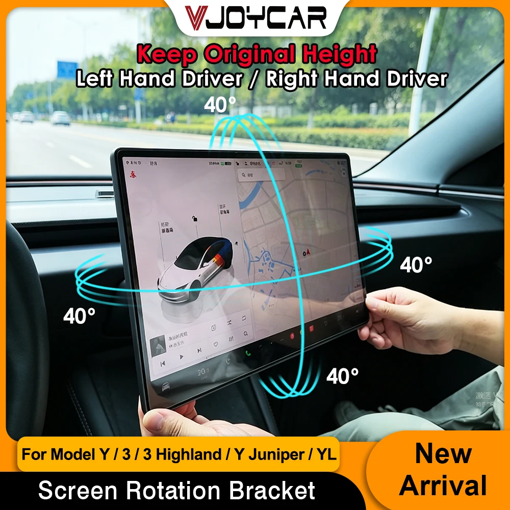 

Vjoycar 2026 Newest Screen Rotation Bracket for Tesla Model 3 Y 3 Highland Y Juniper YL 4-Direction Adjustment Rotating Holder