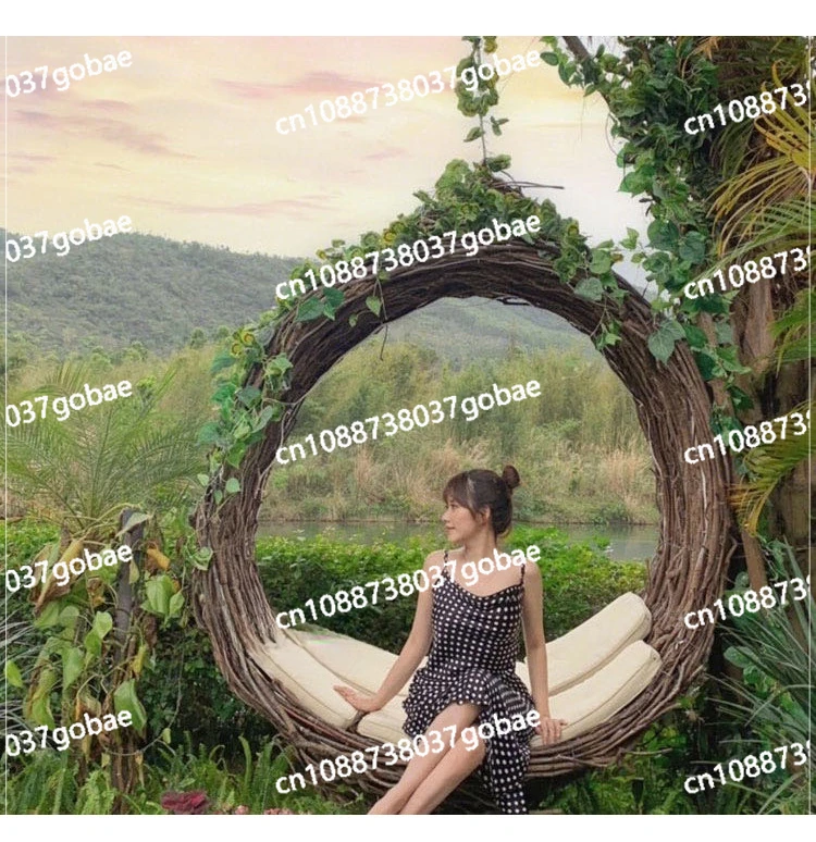 Bali Outdoor Bird's Nest Scenic Spot Internet Celebrity Clock Swing Wedding Dress Shooting Prop Chair Love Floor Reclining Chair