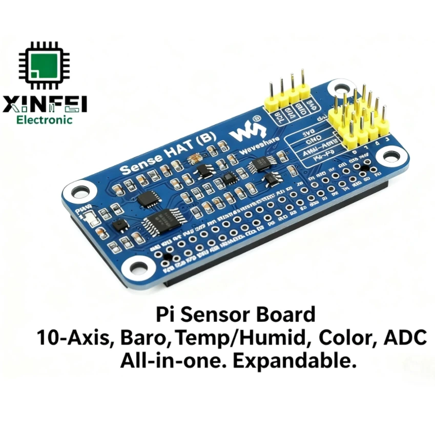 

10-in-1 Raspberry Pi Sensor HAT: 9-Axis IMU (Gyro/Accel/Mag), Barometer, Color, Temp/Humidity, ADC for Robotics & AI